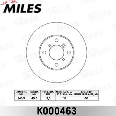 Miles K000463 - Гальмівний диск autocars.com.ua