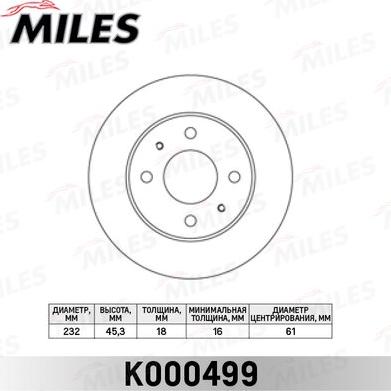 Miles k000499 - Тормозной диск autodnr.net