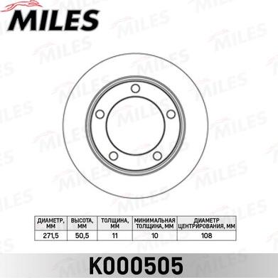 Miles K000505 - Гальмівний диск autocars.com.ua