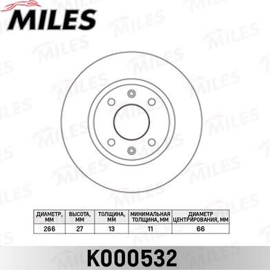 Miles k000532 - Тормозной диск autodnr.net
