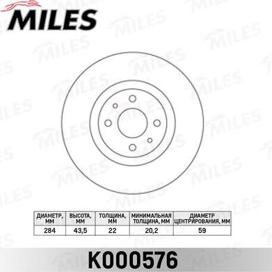 Miles K000576 - Гальмівний диск autocars.com.ua