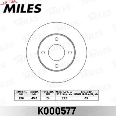 Miles K000577 - Тормозной диск avtokuzovplus.com.ua