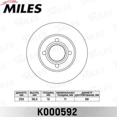 Miles K000592 - Тормозной диск avtokuzovplus.com.ua