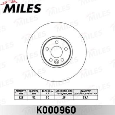 Miles K000960 - Гальмівний диск autocars.com.ua