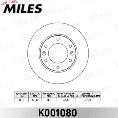 Miles K001080 - Тормозной диск avtokuzovplus.com.ua