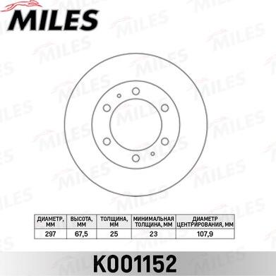 Miles K001152 - Тормозной диск avtokuzovplus.com.ua