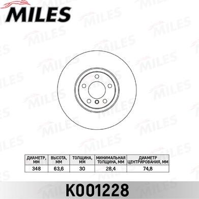 Miles K001228 - Тормозной диск avtokuzovplus.com.ua