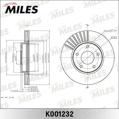 Miles K001232 - Тормозной диск avtokuzovplus.com.ua