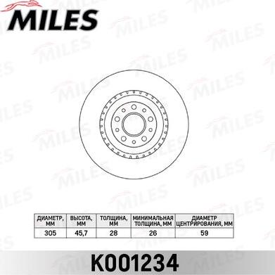 Miles K001234 - Гальмівний диск autocars.com.ua