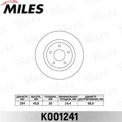 Miles K001241 - Тормозной диск avtokuzovplus.com.ua