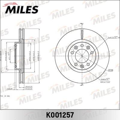 Miles K001257 - Тормозной диск avtokuzovplus.com.ua