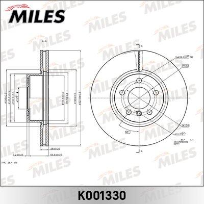 Miles K001330 - Тормозной диск avtokuzovplus.com.ua