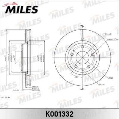 Miles K001332 - Тормозной диск avtokuzovplus.com.ua