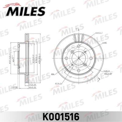 Miles K001516 - Тормозной диск avtokuzovplus.com.ua