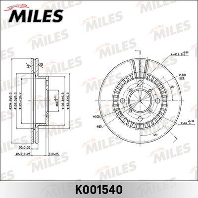 Miles K001540 - Гальмівний диск autocars.com.ua