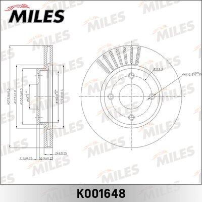 Miles K001648 - Тормозной диск avtokuzovplus.com.ua