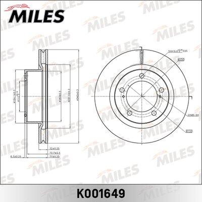 Miles K001649 - Тормозной диск avtokuzovplus.com.ua