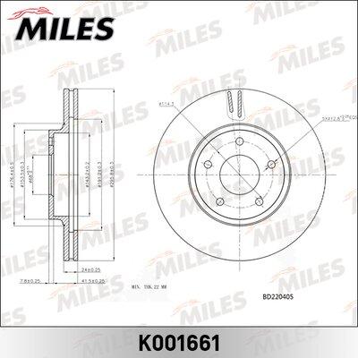 Miles K001661 - Гальмівний диск autocars.com.ua