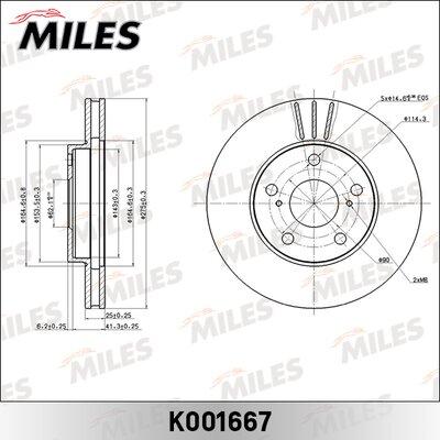 Miles K001667 - Тормозной диск avtokuzovplus.com.ua