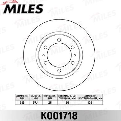 Miles K001718 - Гальмівний диск autocars.com.ua