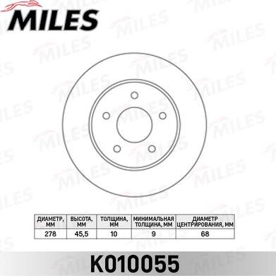 Miles K010055 - Тормозной диск avtokuzovplus.com.ua