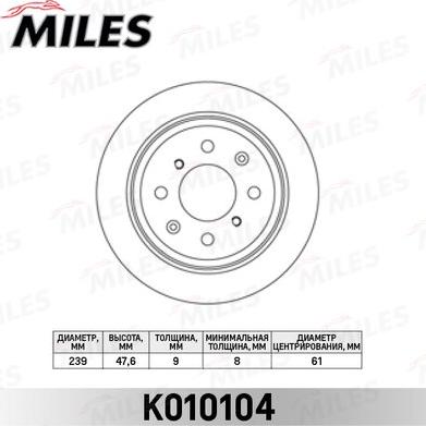 Miles k010104 - Тормозной диск autodnr.net