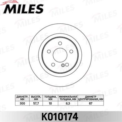 Miles K010174 - Тормозной диск avtokuzovplus.com.ua
