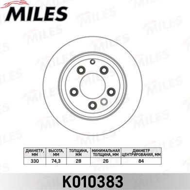 Miles K010383 - Гальмівний диск autocars.com.ua