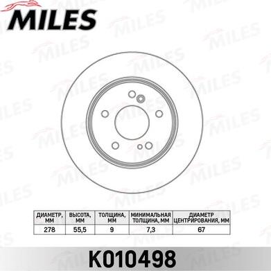 Miles K010498 - Гальмівний диск autocars.com.ua