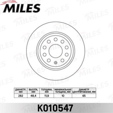 Miles K010547 - Гальмівний диск autocars.com.ua