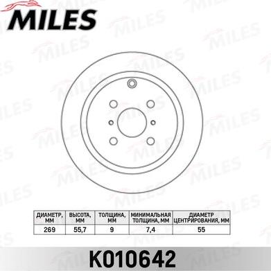 Miles K010642 - Гальмівний диск autocars.com.ua
