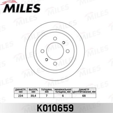 Miles K010659 - Гальмівний диск autocars.com.ua