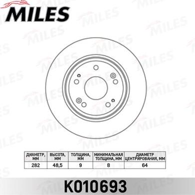 Miles K010693 - Гальмівний диск autocars.com.ua