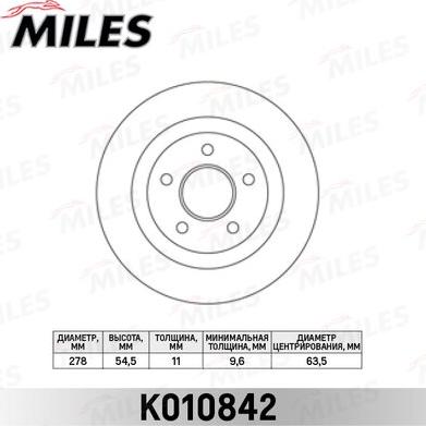 Miles K010842 - Тормозной диск avtokuzovplus.com.ua