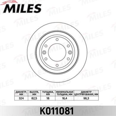 Miles K011081 - Тормозной диск avtokuzovplus.com.ua