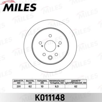 Miles K011148 - Тормозной диск avtokuzovplus.com.ua
