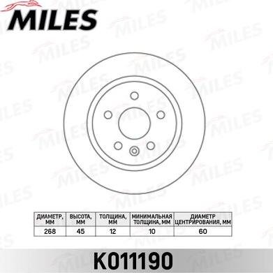 Miles K011190 - Гальмівний диск autocars.com.ua