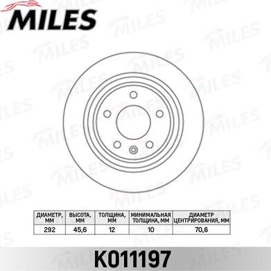 Miles K011197 - Тормозной диск avtokuzovplus.com.ua