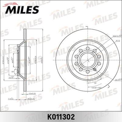 Miles K011302 - Тормозной диск avtokuzovplus.com.ua