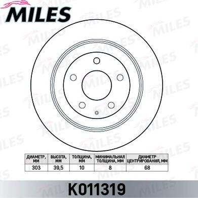 Miles K011319 - Тормозной диск avtokuzovplus.com.ua