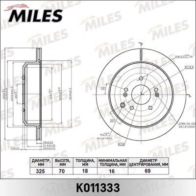 Miles K011333 - Тормозной диск avtokuzovplus.com.ua