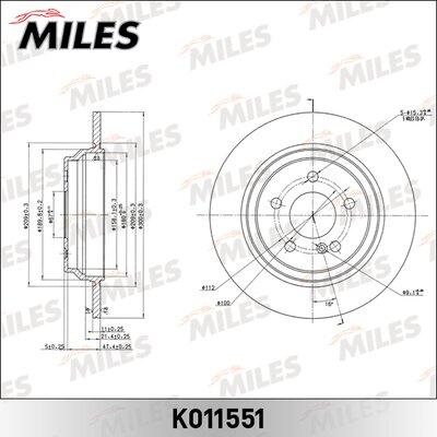 Miles K011551 - Тормозной диск avtokuzovplus.com.ua