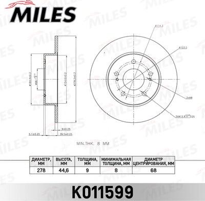 Miles K011599 - Гальмівний диск autocars.com.ua