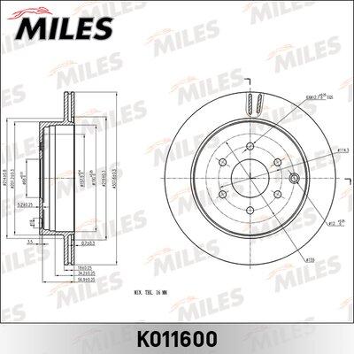 Miles K011600 - Гальмівний диск autocars.com.ua