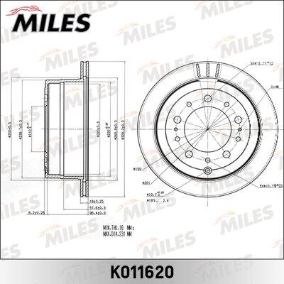 Miles K011620 - Тормозной диск avtokuzovplus.com.ua