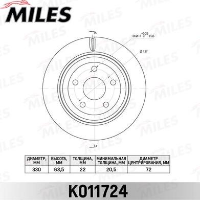 Miles K011724 - Гальмівний диск autocars.com.ua