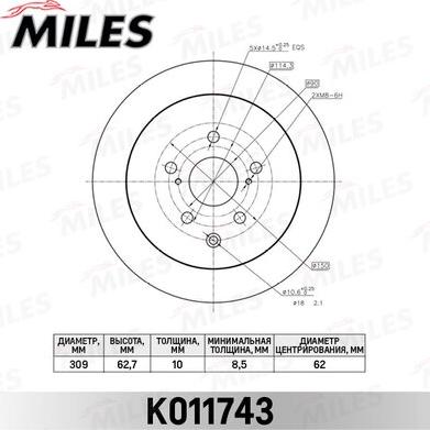 Miles K011743 - Гальмівний диск autocars.com.ua