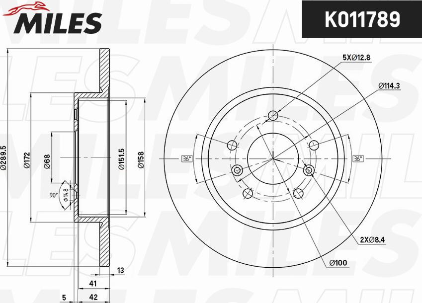 Miles K011789 - Гальмівний диск autocars.com.ua