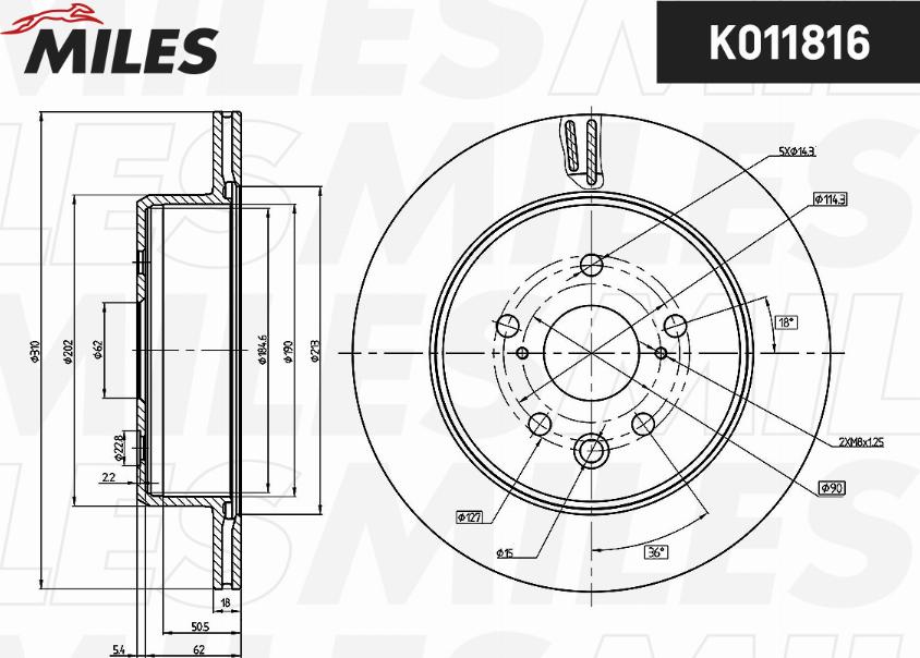 Miles K011816 - Гальмівний диск autocars.com.ua