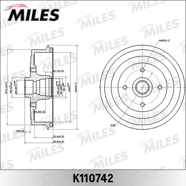 Miles K110742 - Тормозной барабан avtokuzovplus.com.ua